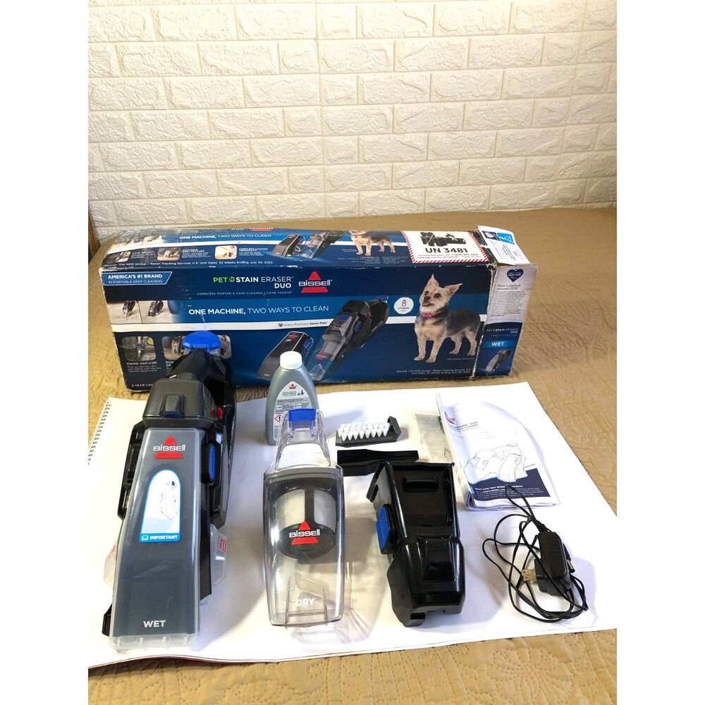 Bissell Pet Stain Eraser Duo 3318 3706 Cordless Hand Vac Carpet Cleaner Box EUC